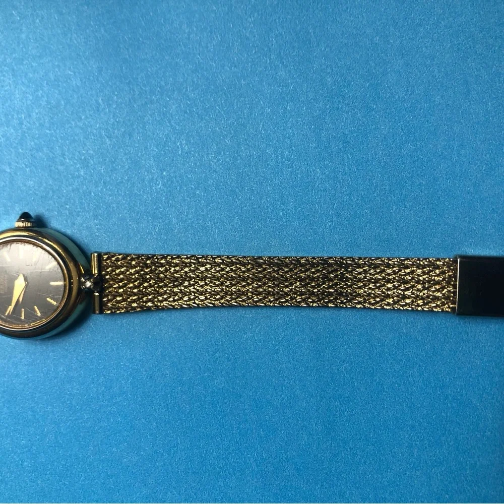 Vintage 1980s Seiko Women’s Watch Genuine Diamond Accents Gold-Toned Mesh Band